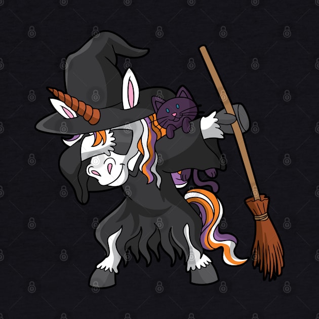 Dabbing Unicorn Witch Halloween by E